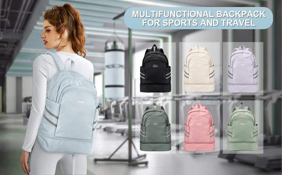 Gym Backpack for Women with Shoes Compartment & Wet Pocket Lightweight Large Travel Backpack Waterproof Sports Backpack Gym Bag