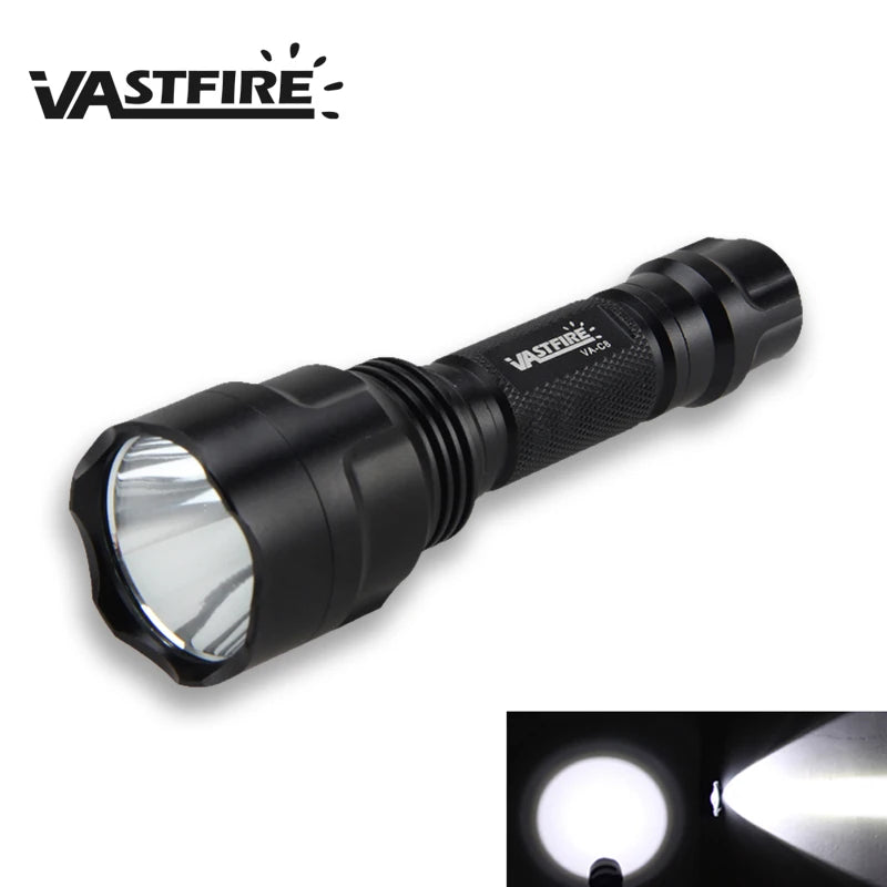 Tactical Hunting Flashlight 1 Mode Torch with Weaver Rail Scope Mount+Pressure Switch+18650 Battery+USB Charger