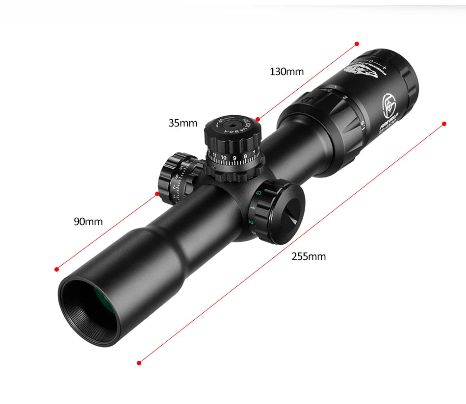FIRE WOLF 1.5-4X30 Hunting Tactical Optical Rifle Scope with Red Green Illuminated Cross Turret lock Scope Range Airsoft Mirror