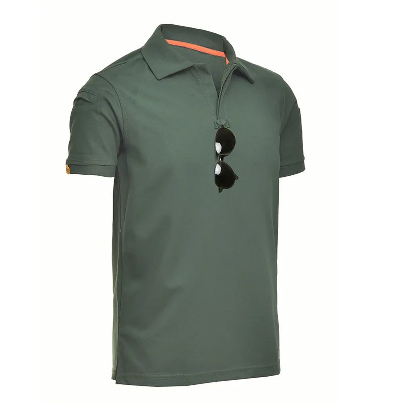 Tactical T-shirt Combat T Shirt Quick Dry Tees Men's Outdoor Hunting Camping Hiking O-Neck Lapel Short Sleeve