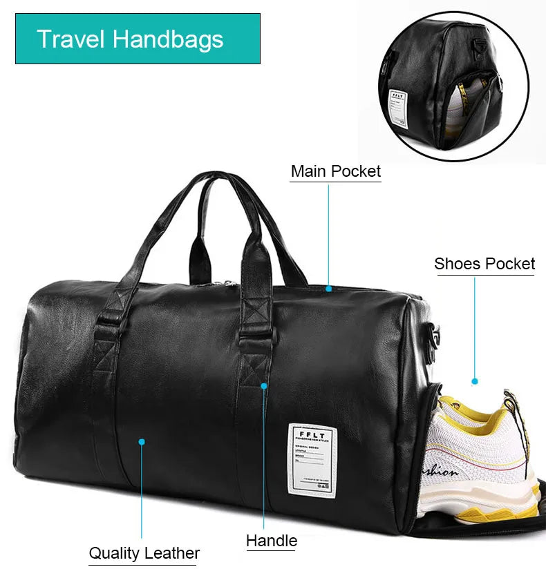 Gym Bag Leather Sport Bags Dry Wet Bags Men Training for Shoes Fitness Yoga Travel Luggage Shoulder Sac De Sport Bag weekend bag