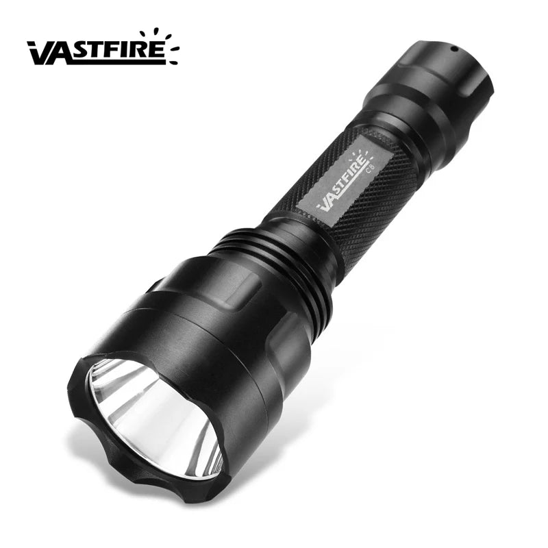 Tactical Hunting Flashlight 1 Mode Torch with Weaver Rail Scope Mount+Pressure Switch+18650 Battery+USB Charger