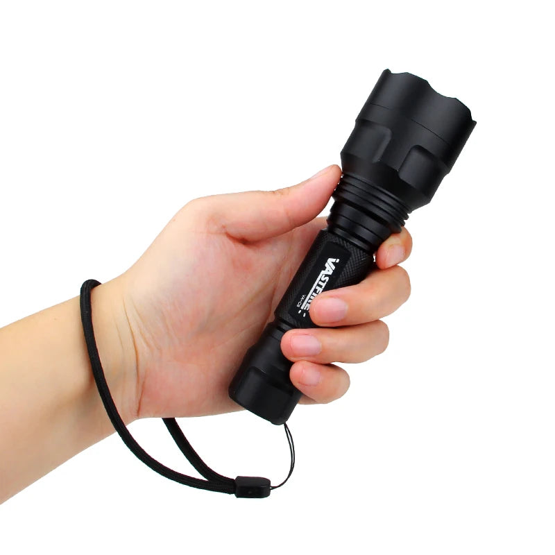 Tactical Hunting Flashlight 1 Mode Torch with Weaver Rail Scope Mount+Pressure Switch+18650 Battery+USB Charger