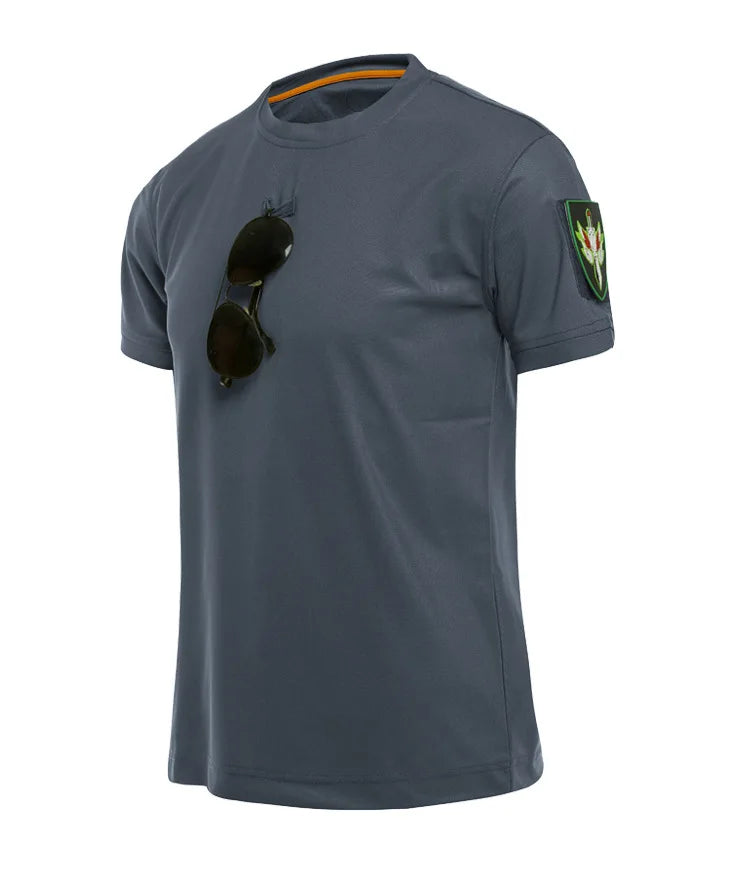 Tactical T-shirt Combat T Shirt Quick Dry Tees Men's Outdoor Hunting Camping Hiking O-Neck Lapel Short Sleeve