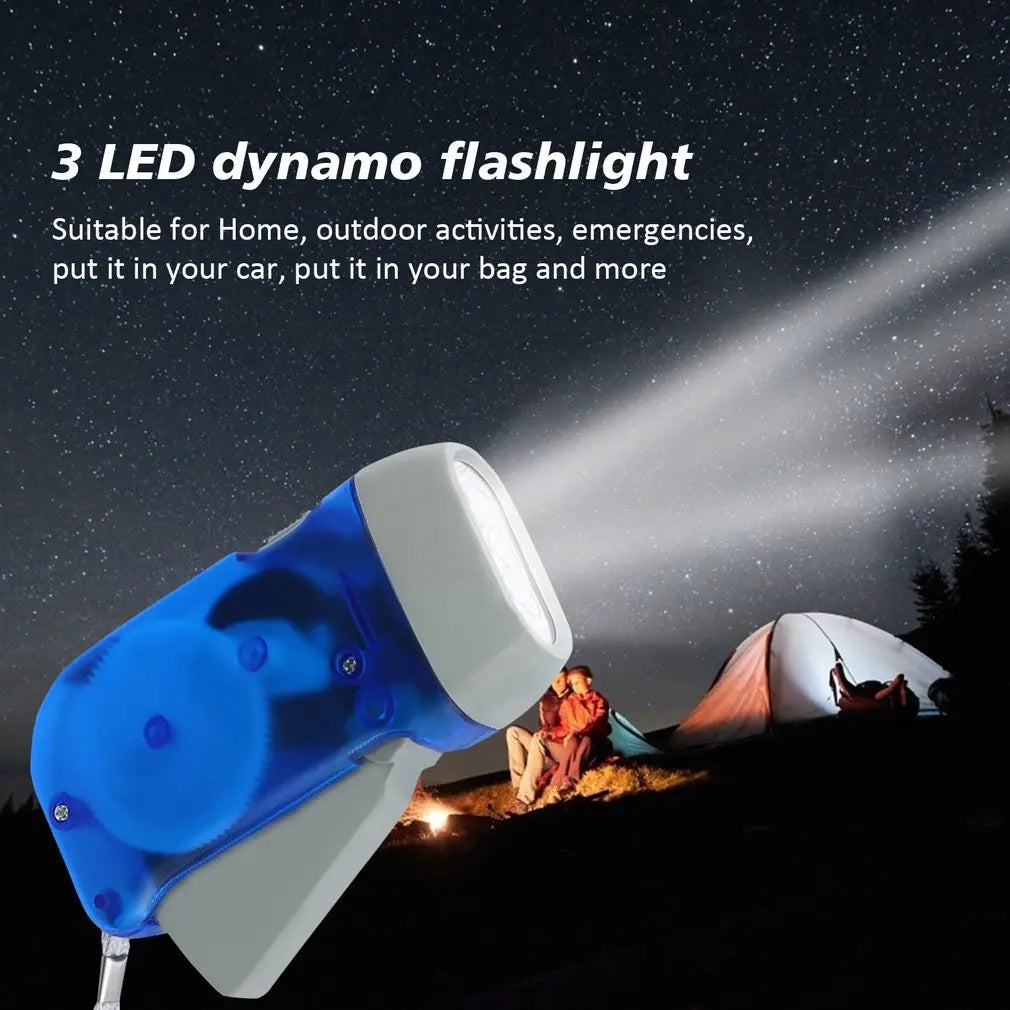 New 3 LED Hand Pressing Dynamo Crank Power Wind Up Flashlight Torch Light Hand Press Crank Camping Lamp Light for Outdoor Home
