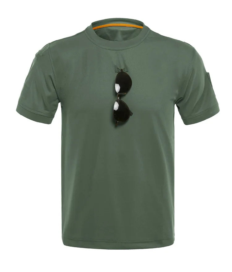 Tactical T-shirt Combat T Shirt Quick Dry Tees Men's Outdoor Hunting Camping Hiking O-Neck Lapel Short Sleeve