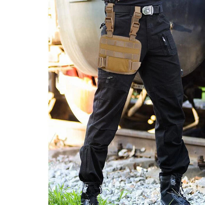Tactical Drop Leg Platform Hunting Thigh MOLLE Rig with Adjustable Belt & Thigh Straps for Universal Holster