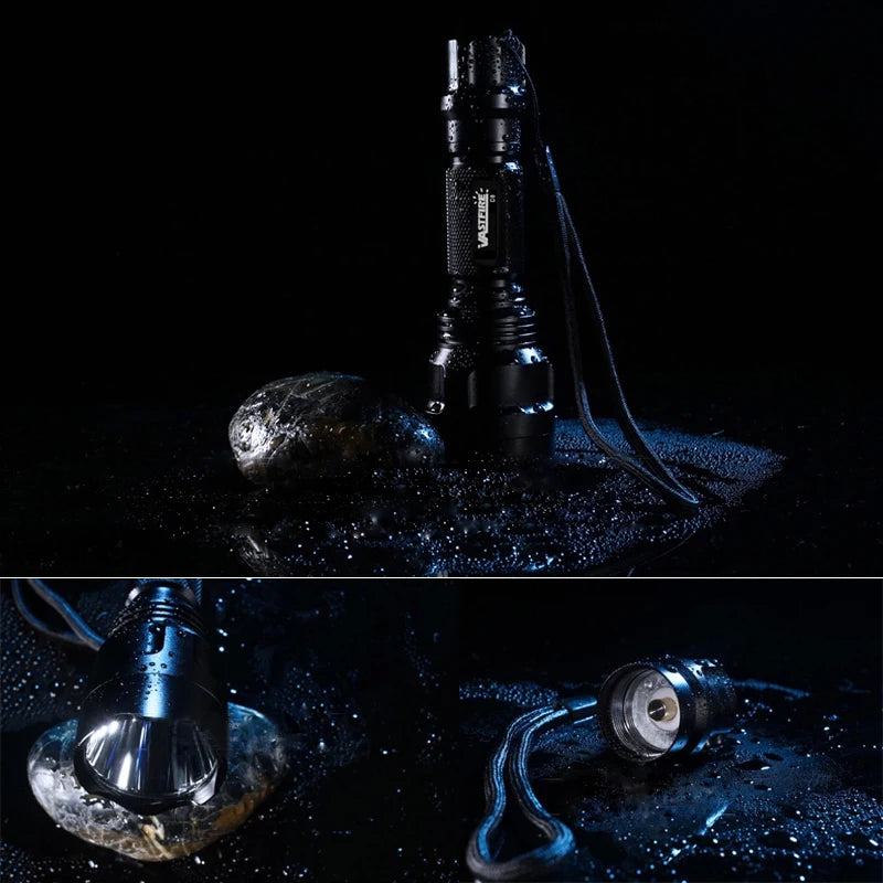 Tactical Hunting Flashlight 1 Mode Torch with Weaver Rail Scope Mount+Pressure Switch+18650 Battery+USB Charger