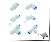Reverse Osmosis 1/4 3/8 Hose Connection Quick Coupling 1/4 3/8 Stem L Straight Tee RO Water Aquarium Plastic Joint Pipe Fitting