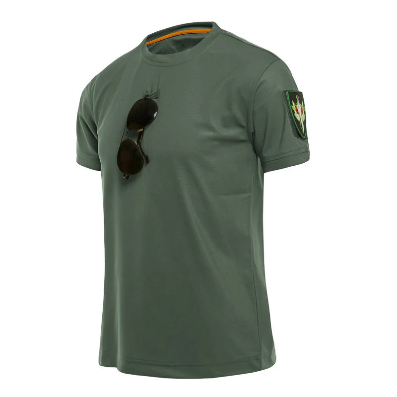 Tactical T-shirt Combat T Shirt Quick Dry Tees Men's Outdoor Hunting Camping Hiking O-Neck Lapel Short Sleeve
