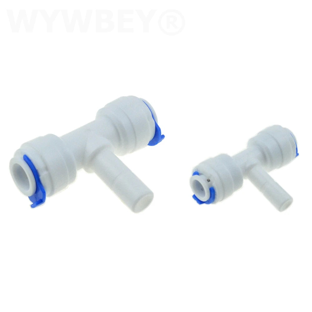 Reverse Osmosis 1/4 3/8 Hose Connection Quick Coupling 1/4 3/8 Stem L Straight Tee RO Water Aquarium Plastic Joint Pipe Fitting