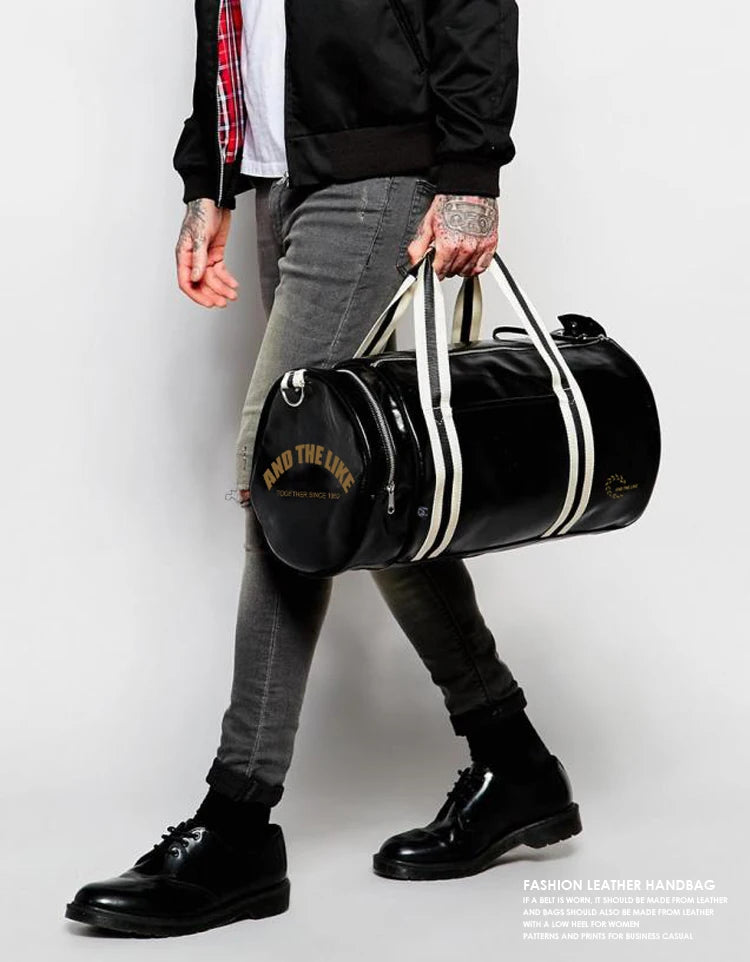 Gym Bag Men And Women Shoulder Bag Messenger Portable Training Basketball Bag Cylinder Travel Bag Sports Leather Handbag Tennis