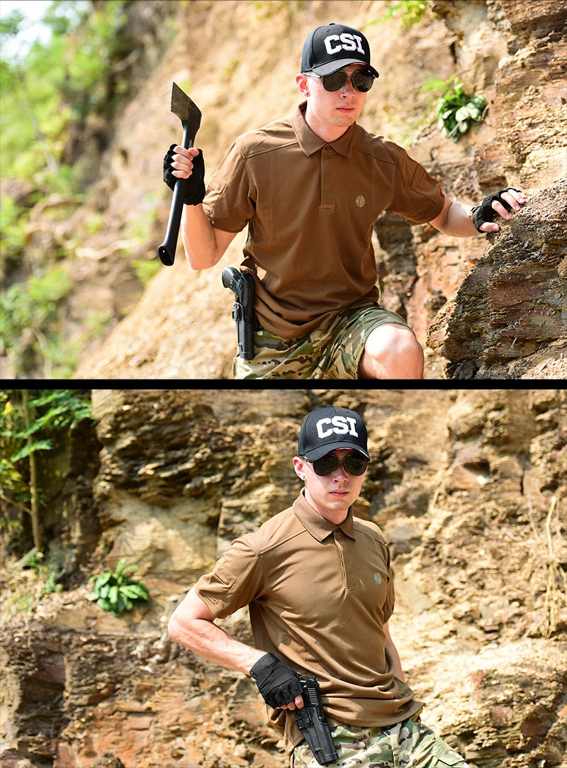 Tactical T-Shirts Outdoor Sport Quick Dry Tee Lightweight Short Sleeve Shirt Hiking Hunting Combat Men Clothing Breathable