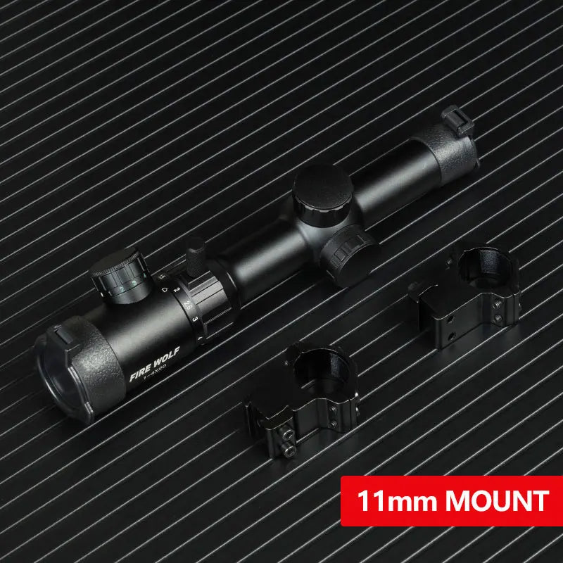 FIRE WOLF 1-4x20 Rifle Scope Green Red Illuminated Riflescope Range Finder Reticle Rifle Scope Air Rifle Optical Sight Hunting