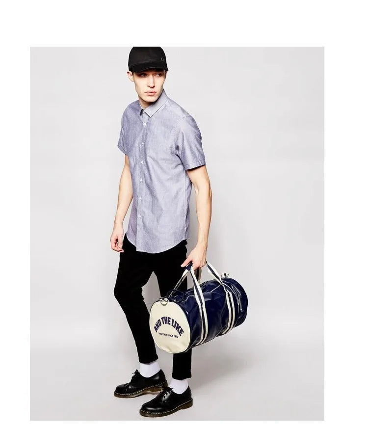 Gym Bag Men And Women Shoulder Bag Messenger Portable Training Basketball Bag Cylinder Travel Bag Sports Leather Handbag Tennis