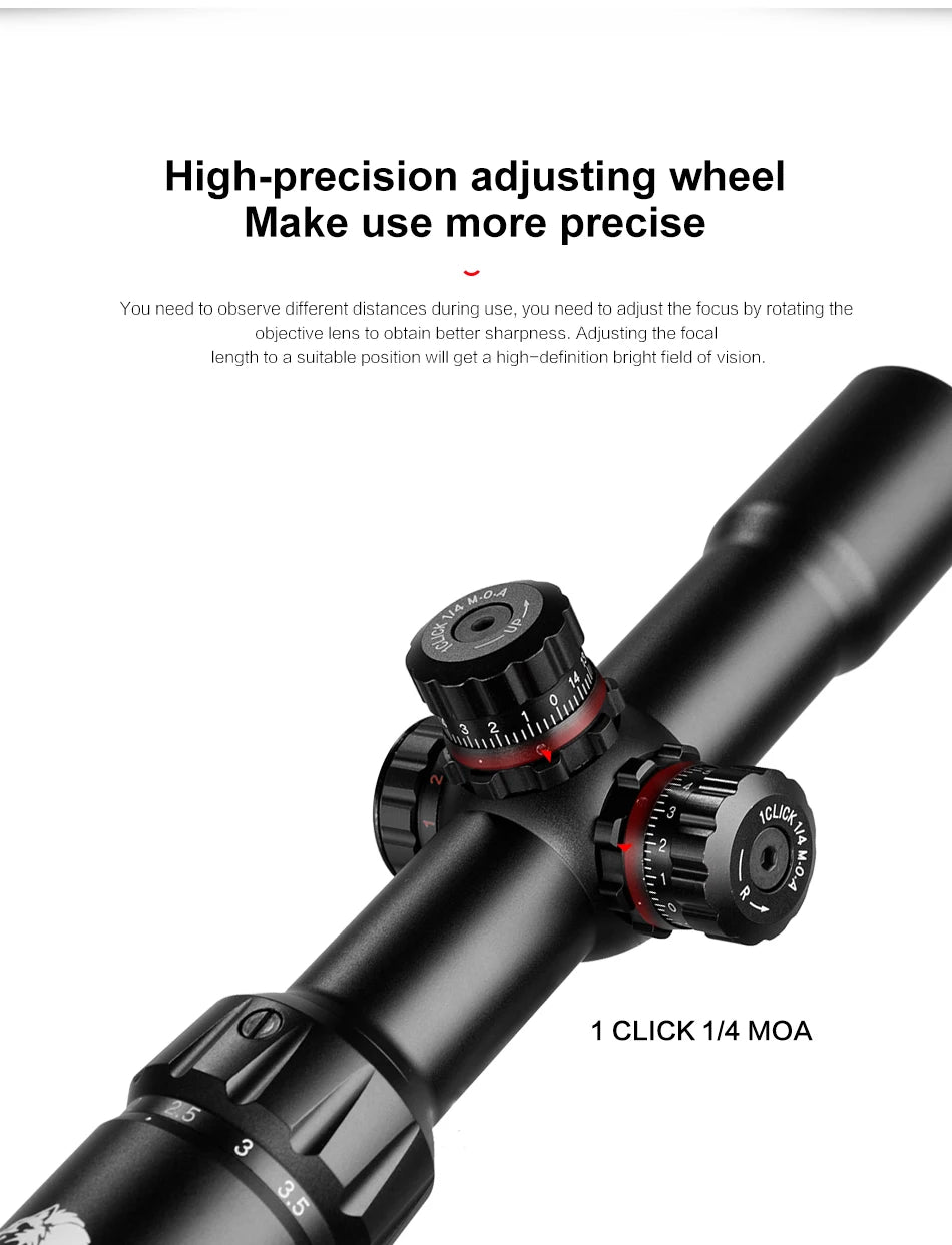 FIRE WOLF 1.5-4X30 Hunting Tactical Optical Rifle Scope with Red Green Illuminated Cross Turret lock Scope Range Airsoft Mirror