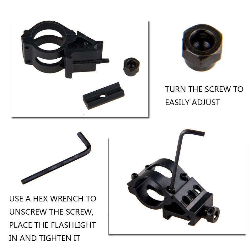 Tactical Hunting Flashlight 1 Mode Torch with Weaver Rail Scope Mount+Pressure Switch+18650 Battery+USB Charger