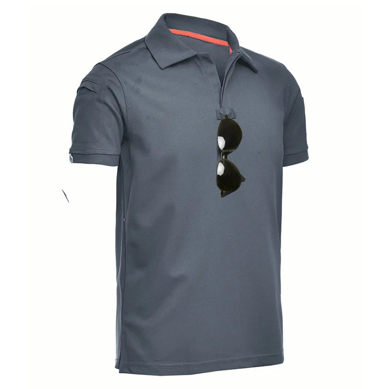 Tactical T-shirt Combat T Shirt Quick Dry Tees Men's Outdoor Hunting Camping Hiking O-Neck Lapel Short Sleeve