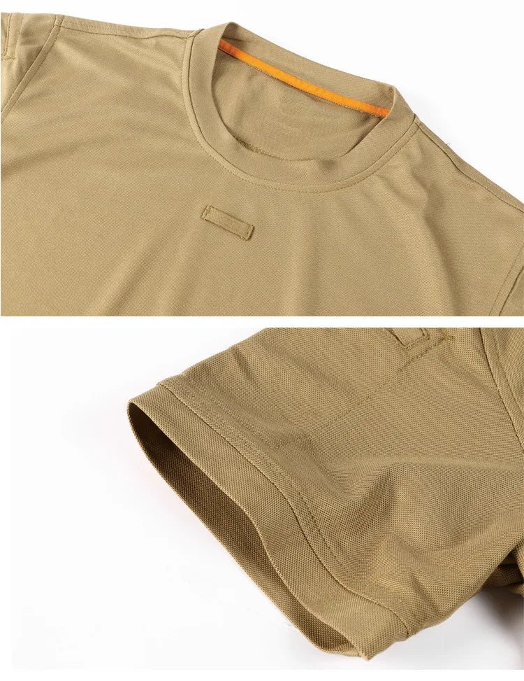 Tactical T-shirt Combat T Shirt Quick Dry Tees Men's Outdoor Hunting Camping Hiking O-Neck Lapel Short Sleeve
