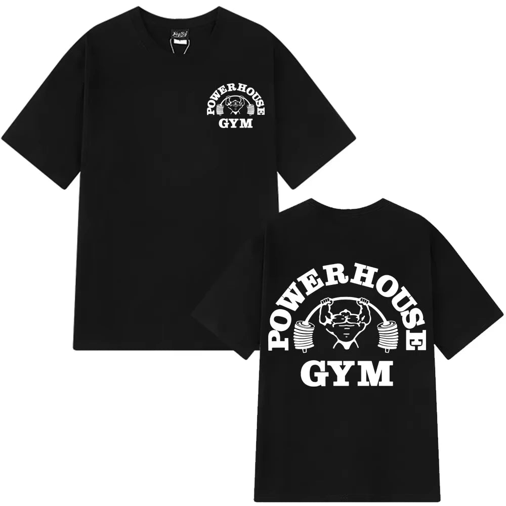 Gym Logo Graphic T Shirts Men Women Olympia Fitness Short Sleeve T-shirts Summer Pure Cotton Vintage Man T-shirt Tops