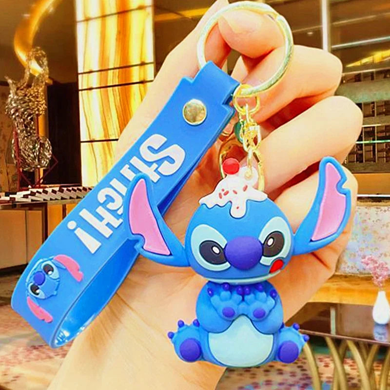 Wholesale Anime Disney Keychain New Mickey Mouse Minnie Lilo & Stitch Doll Keyring Ornament Key Chain Car Pendant Kid Toys Gifts