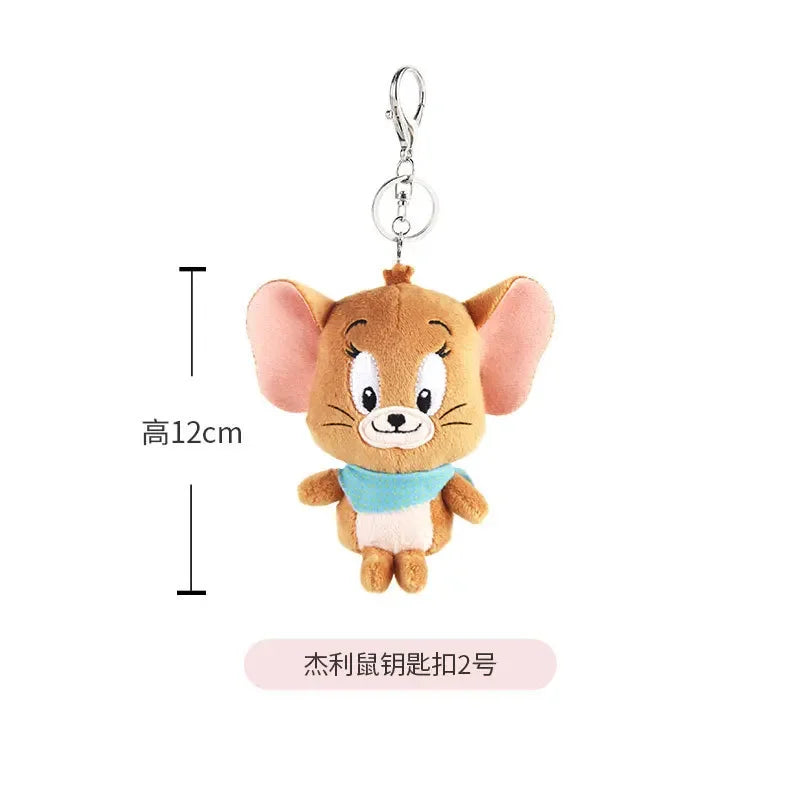 Hot 10cm Tom and Jerry Plush Keychain Mouse and Cat Cartoon Plushie Stuffed Animal Pou Doll for Kids Birthday Gift