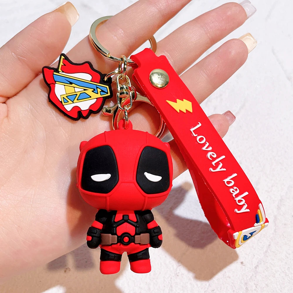 Q Version of The Marvel Series Keychain Cartoon Creative Spider-Man Doll Key Ring Schoolbag Car Key Chain Pendant Student Gifts