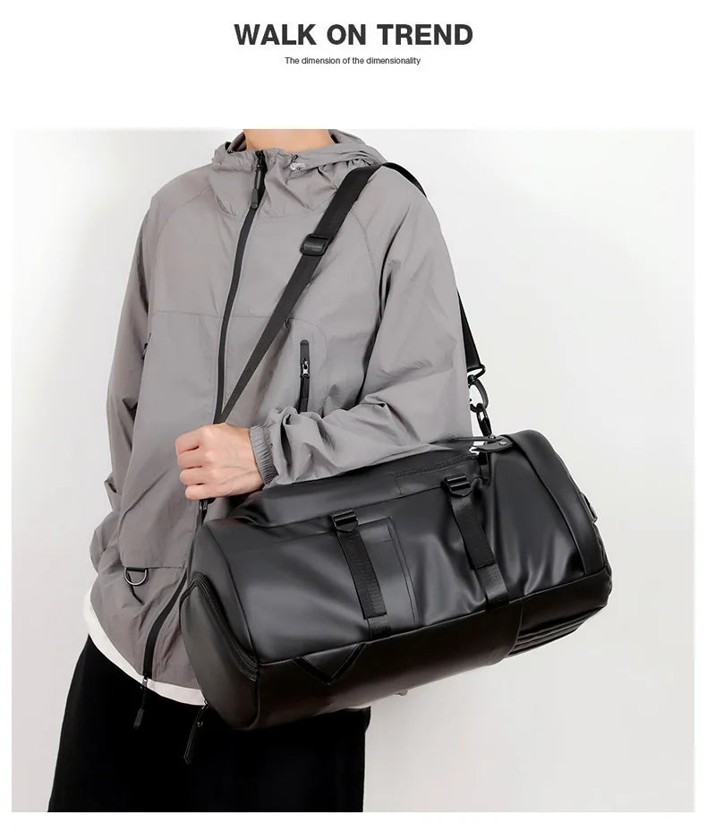 Sports Backpack, Large-Capacity Cylindrical Gym Bag, Unisex Training Bag, Dry and Wet Separation Handbag, Multi-Purpose Water-Repellent Travel Bag, Single Shoulder Crossbody Bag