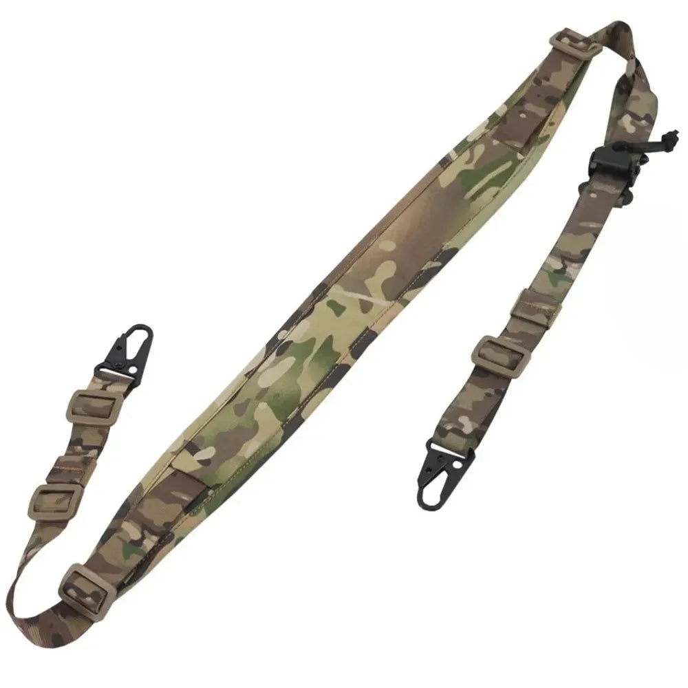 Tactical RSA Mount Padded Rifle Sling Strap Modular 1 and 2 Point 2.25 inch Wide With HK Clip Belt MAGPUL Shooting Gun Hunting