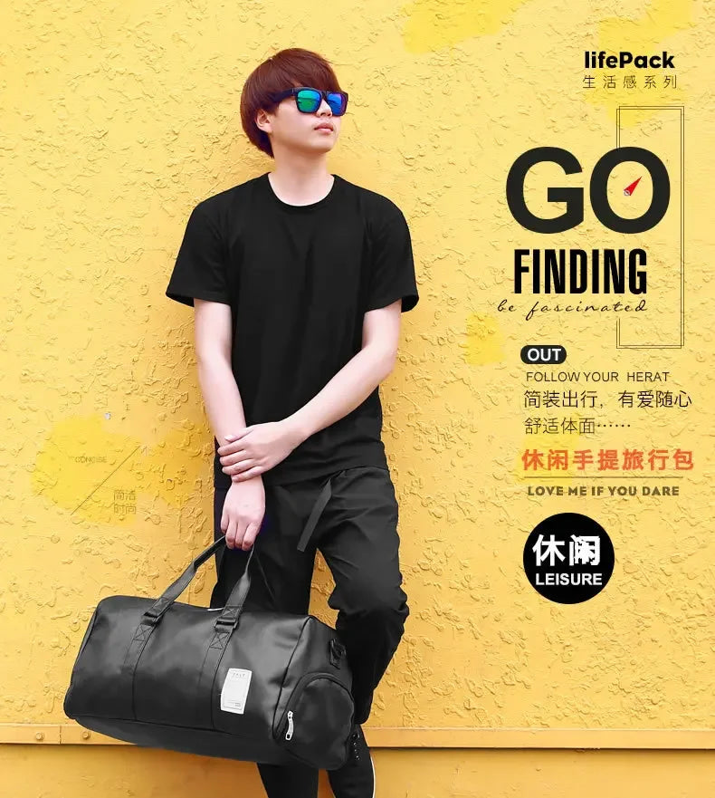 Gym Bag Leather Sports Bags Dry Wet Bags For Men Women Training for Shoes Fitness Yoga Travel Luggage Shoulder Sport Bag
