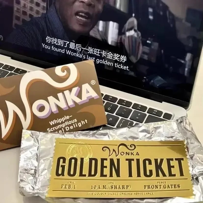 Wonka Charlie Chocolate Golden Ticket Anime Gold Voucher Brooch Pin Badges Metal Pins Bookmark Collection Valentine's Day Gift
