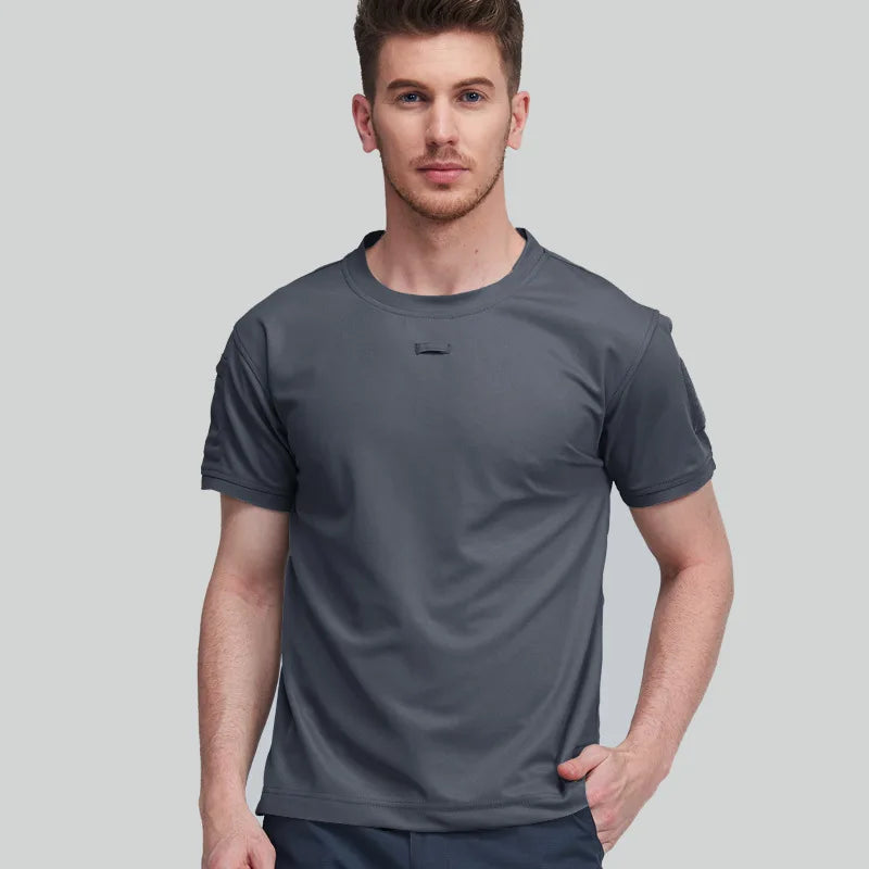 Tactical T-shirt Sport Short Sleeve Men's Summer Quick Dry Short Sleeve Elastic Breathable Workwear Outdoor Running T-Shirt