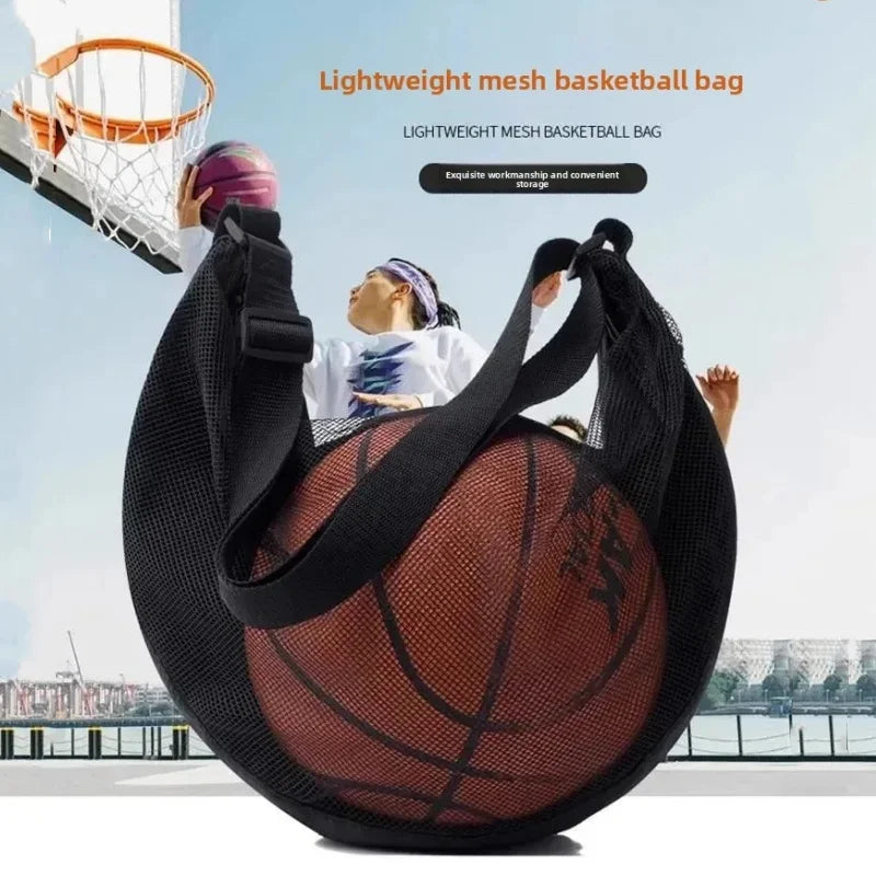 Sports Gym Ball Bag with Zipper Pocket Bag Shoulder Bag Drawstring Storage Oxford Mesh Backpack Basketball Football Pocket Pouch