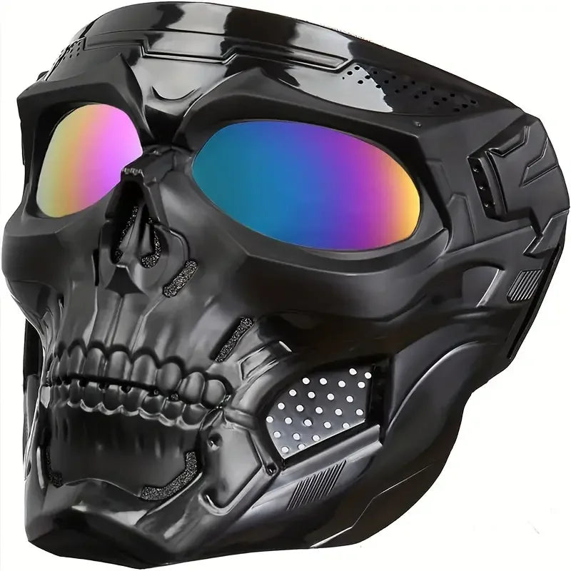 Tactical Skull Mask with Windproof Goggles for Outdoor Sports and Motorcycle Riding