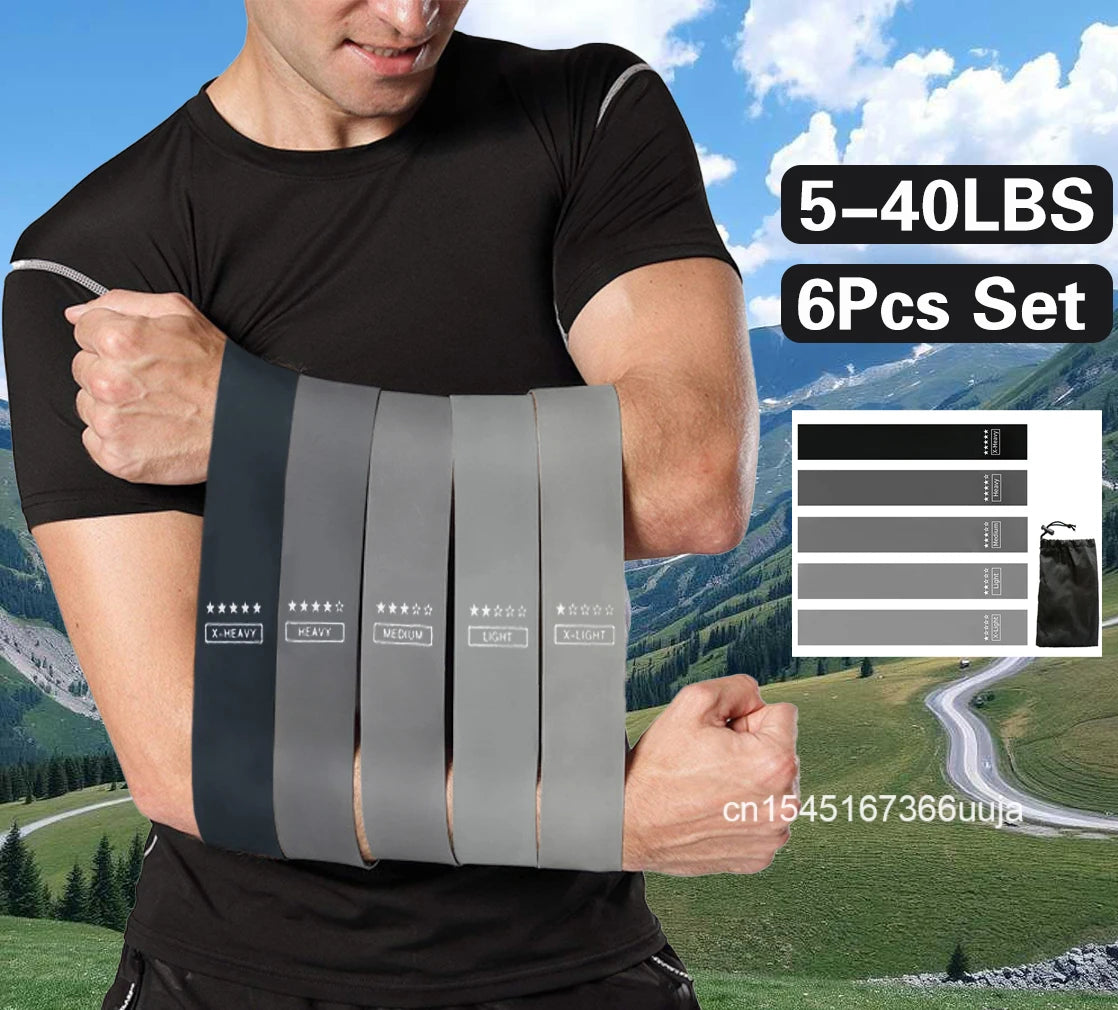 Gray Color Fitness Workout Training Resistance Bands Home Yoga Sport Resistance Bands Stretching Elastic Pilates Gym Equipment