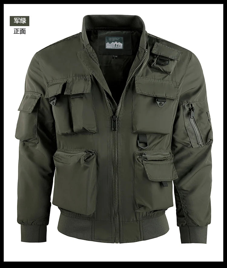 Tactical Jacket Men Autumn and Winter Casual Versatile Trend Outdoor Safari Style Cargo Coat Windproof Campus Clothing