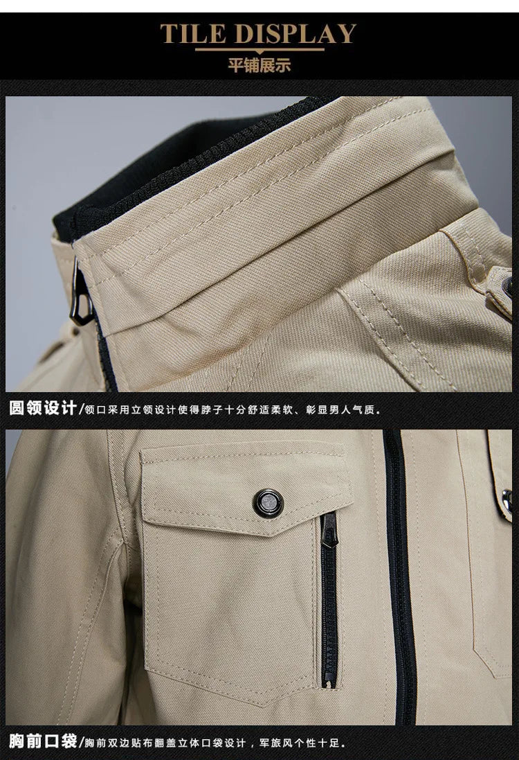 Tactical Military Jackets Men Spring Autumn Winter Pilot Jackets Army Cotton Coat Fashion Casual Cargo Slim Fit Clothes Hiking