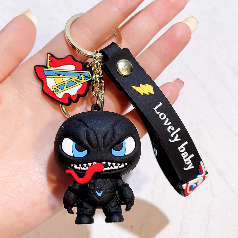 Q Version of The Marvel Series Keychain Cartoon Creative Spider-Man Doll Key Ring Schoolbag Car Key Chain Pendant Student Gifts