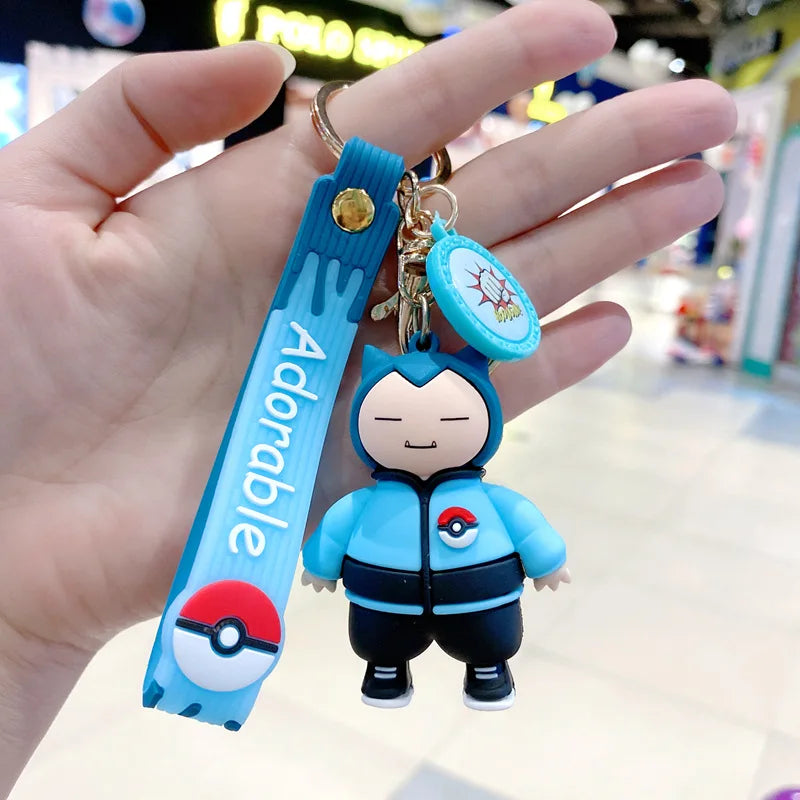 New Pokemon Pikachu Keychain Anime Cartoon Key Chain Charmander Psyduck Fashion Bag Keyring Pendant Accessories Toys Kids Gifts