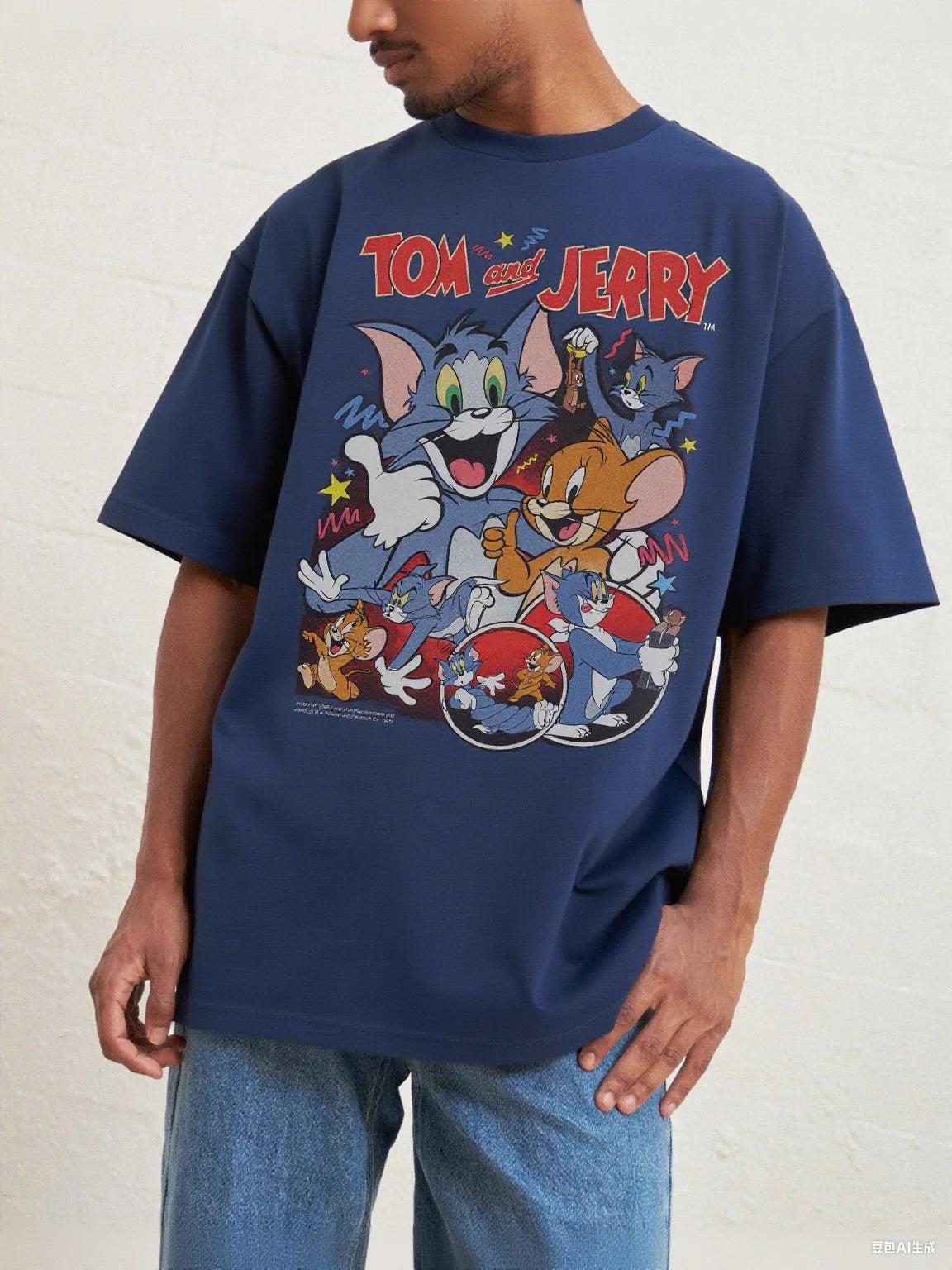 Tom and Jerry Cotton Tee Fun Retro Group Print of Tom Jerry and Friends 100% Pure Cotton for A Nostalgic Look Arrival Tee S-4XL