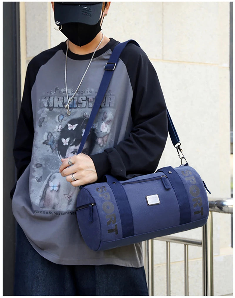 Gym Bag for Man Canvas Sports Fitness Tote Travel Luggage Handbag Outdoor Shoulder Duffle Training Tactical Bag Male Rucksack