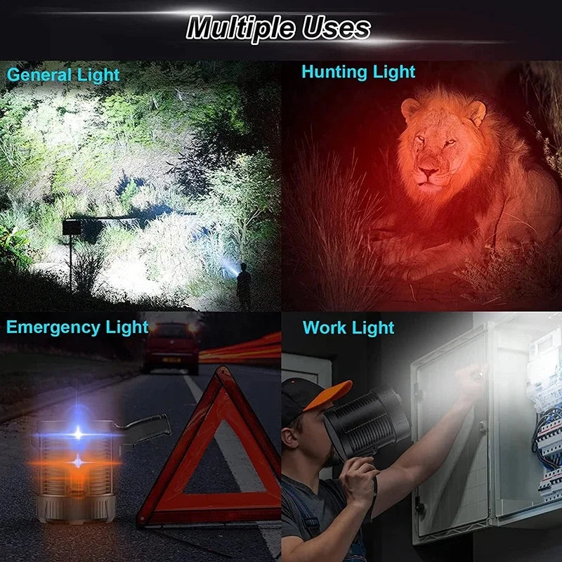 Super Powerful LED Handheld Flashlight XHP90 USB Rechargeable Torch Light 6Modes High Power Flashlight Outdoor Hunting Hand Lamp