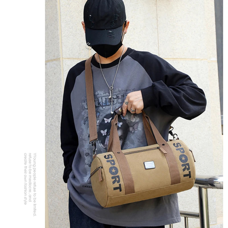 Gym Bag for Man Canvas Sports Fitness Tote Travel Luggage Handbag Outdoor Shoulder Duffle Training Tactical Bag Male Rucksack
