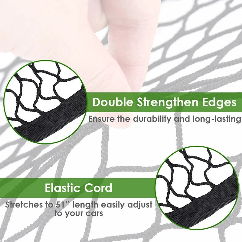 Universal Large Car Cargo Net Nylon Elastic Mesh Luggage Cargo Storage Pickup Tidy Net for Van SUV Truck Mesh Network Pocket