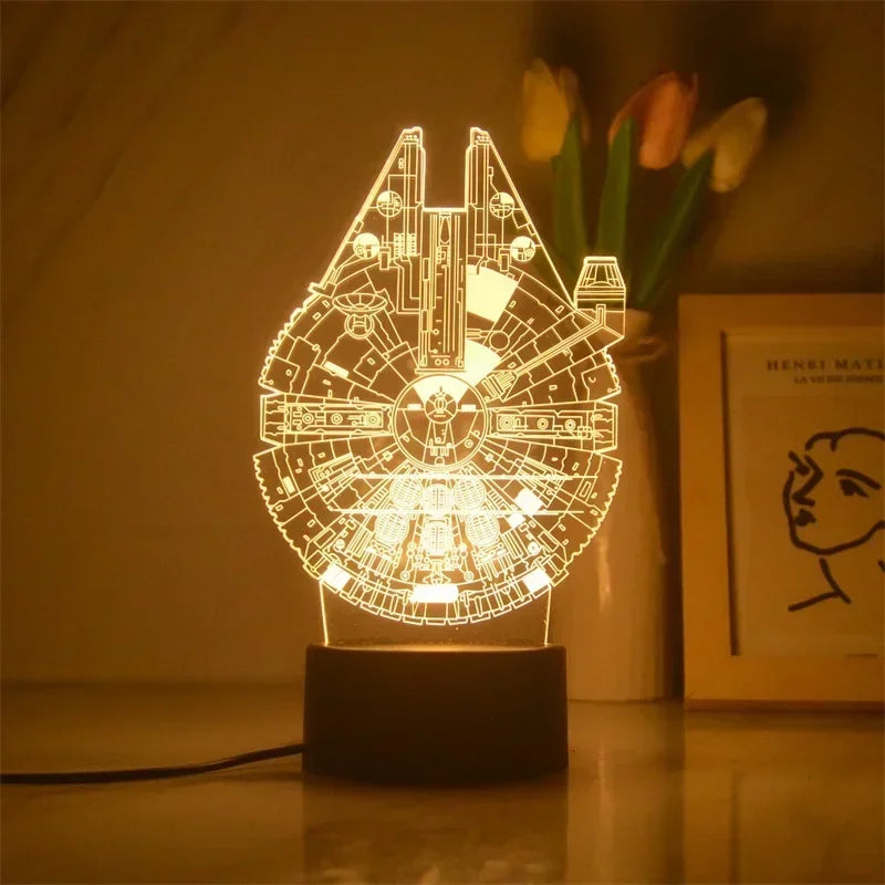 Star Wars Character 3D Model LED Night Light Anime Desk Lamp Cool Action Doll Toys Children's Boys and Girls Birthday Gifts