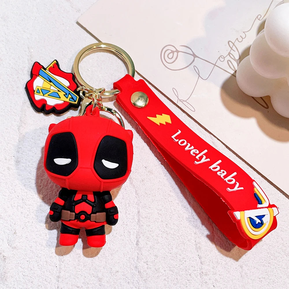 Q Version of The Marvel Series Keychain Cartoon Creative Spider-Man Doll Key Ring Schoolbag Car Key Chain Pendant Student Gifts
