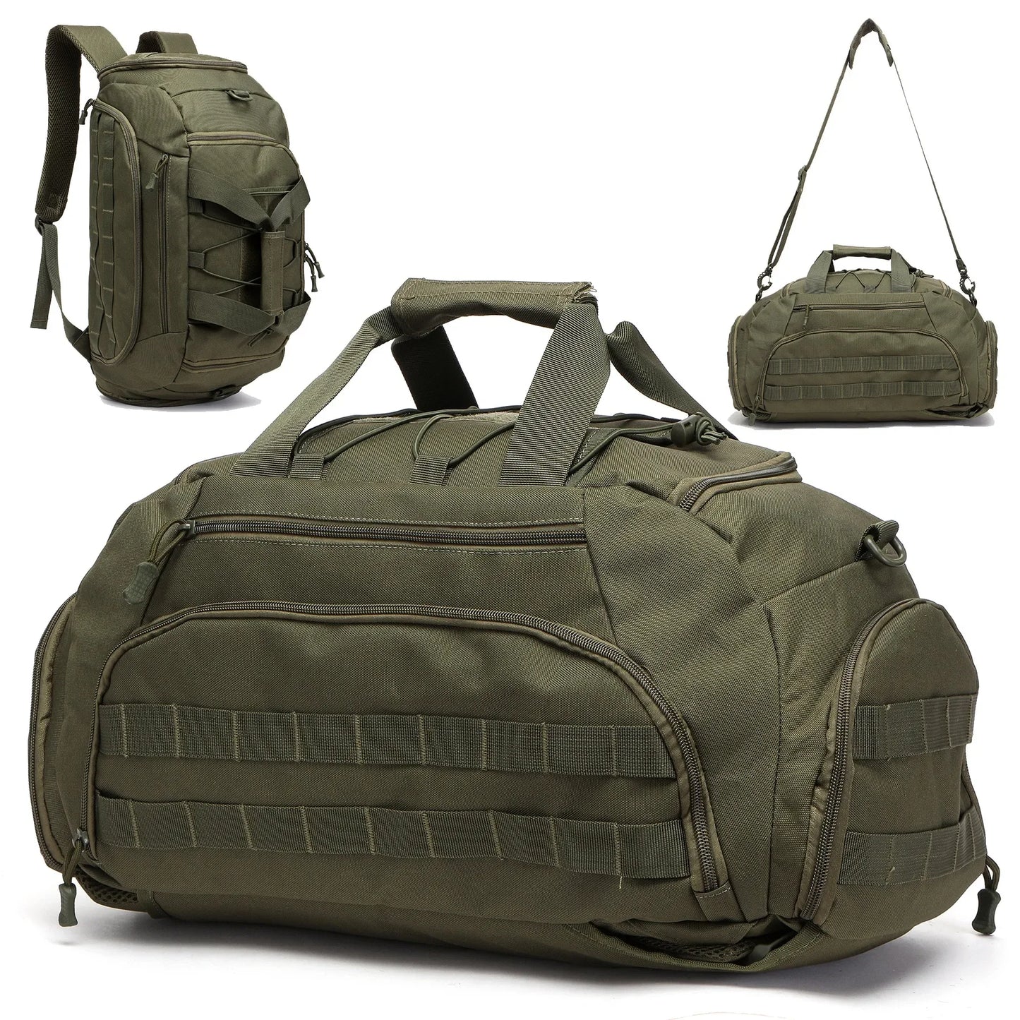 Gym Backpack with Shoe Compartment Convertible Duffel Sling Bag for Men Women Weekender Overnight Bag 3-in-1 Tactical Travel Bag