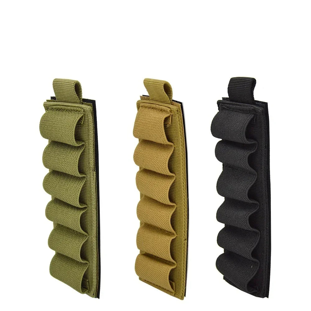 Hunting accessories: 6-loop shotgun stock shell holder, 12-gauge cartridge bag, rifle stock, bullet carrier, Velcro