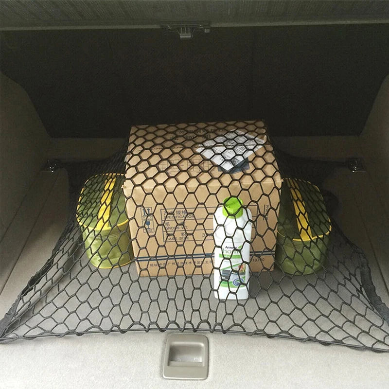 Universal Large Car Cargo Net Nylon Elastic Mesh Luggage Cargo Storage Pickup Tidy Net for Van SUV Truck Mesh Network Pocket