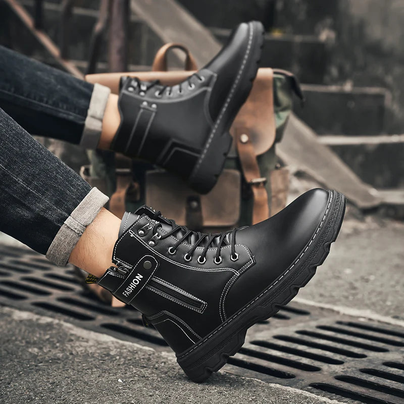 High-top boots, British style, casual and versatile, men's shoes for workwear